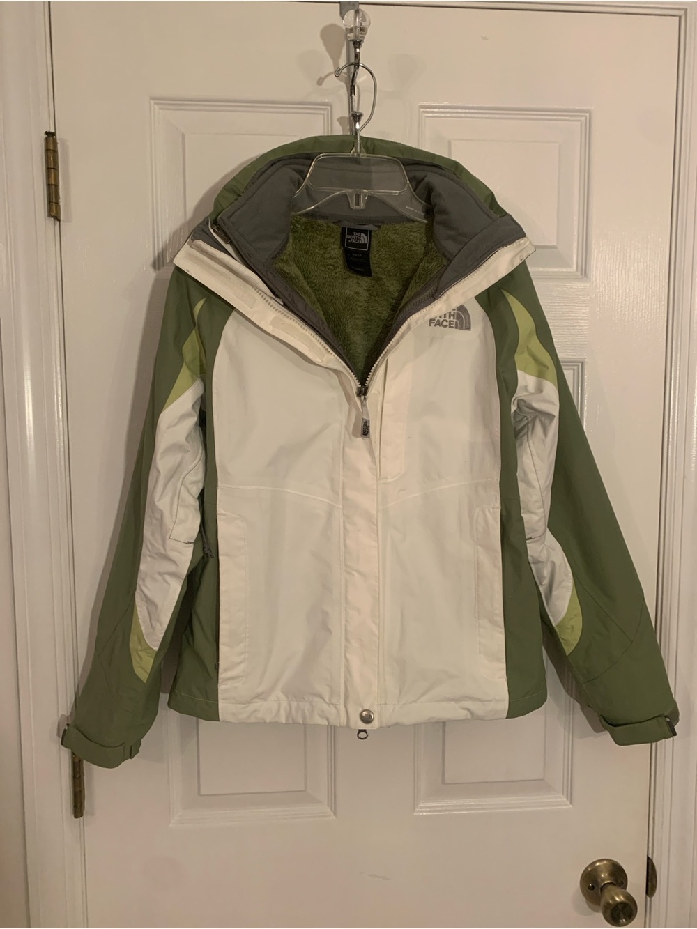 The North Face Women’s XS 3-in-1 HyVent Jacket Green White Fleece